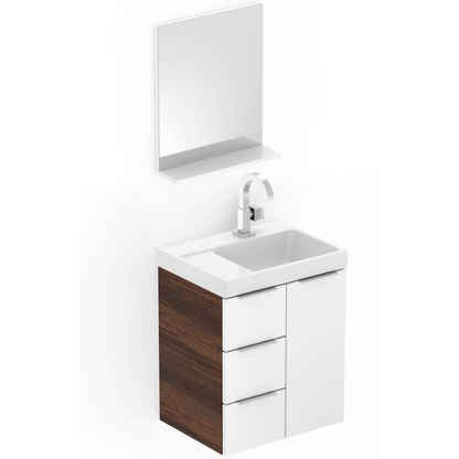 Kit Gabinete c/ Espelho e Cuba 50x38cm Branco e Castaine Arenal Roca