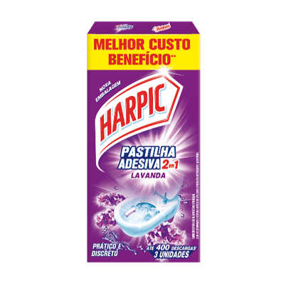 Desodorizador para Vaso Sanitário Pastilha Adesiva 2 em 1 Lavanda Harpic