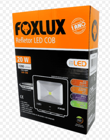 Refletor LED 20W 6500k Preto Foxlux