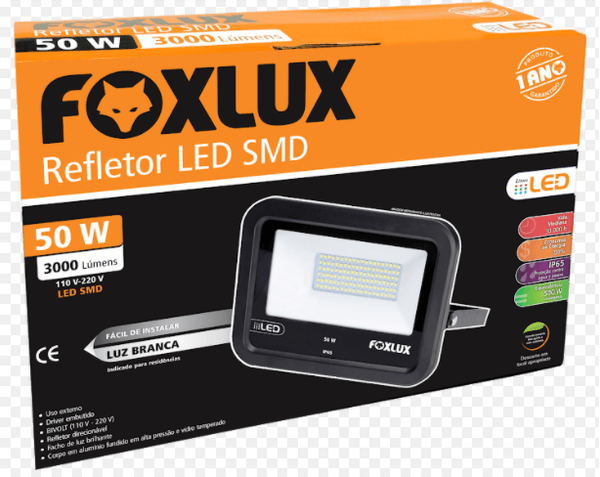 Refletor LED 50W 6500k Preto Foxlux