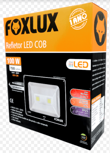 Refletor LED 100W 6500k Preto Foxlux