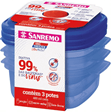 Saiba como armazenar alimentos na geladeira e preservá-los 6 Conjunto de 3 Potes Plasticos Quadrado Azul Sanremo 2309793