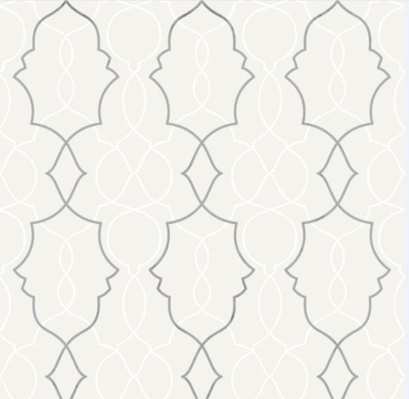 Aprenda a fazer uma bela decoração clássica e sofisticada 6 Papel de Parede 10mx52cm Arabesco Bege e Prata Bobinex Uau 1725319