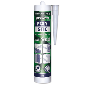 Adesivo eco selante Polystic pedra, mármore e granito 280g preto Pulvitec