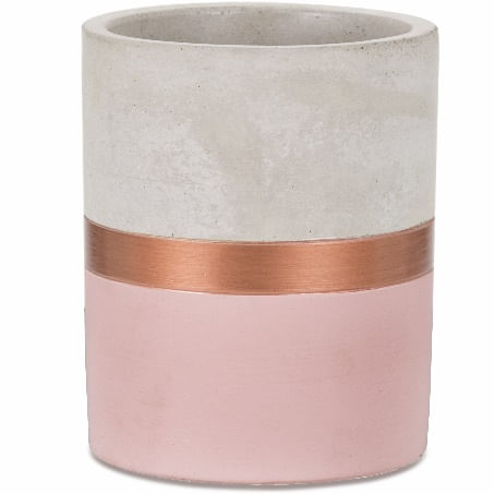 Vaso em Cimento Pequeno Rosa e Cobre Mart