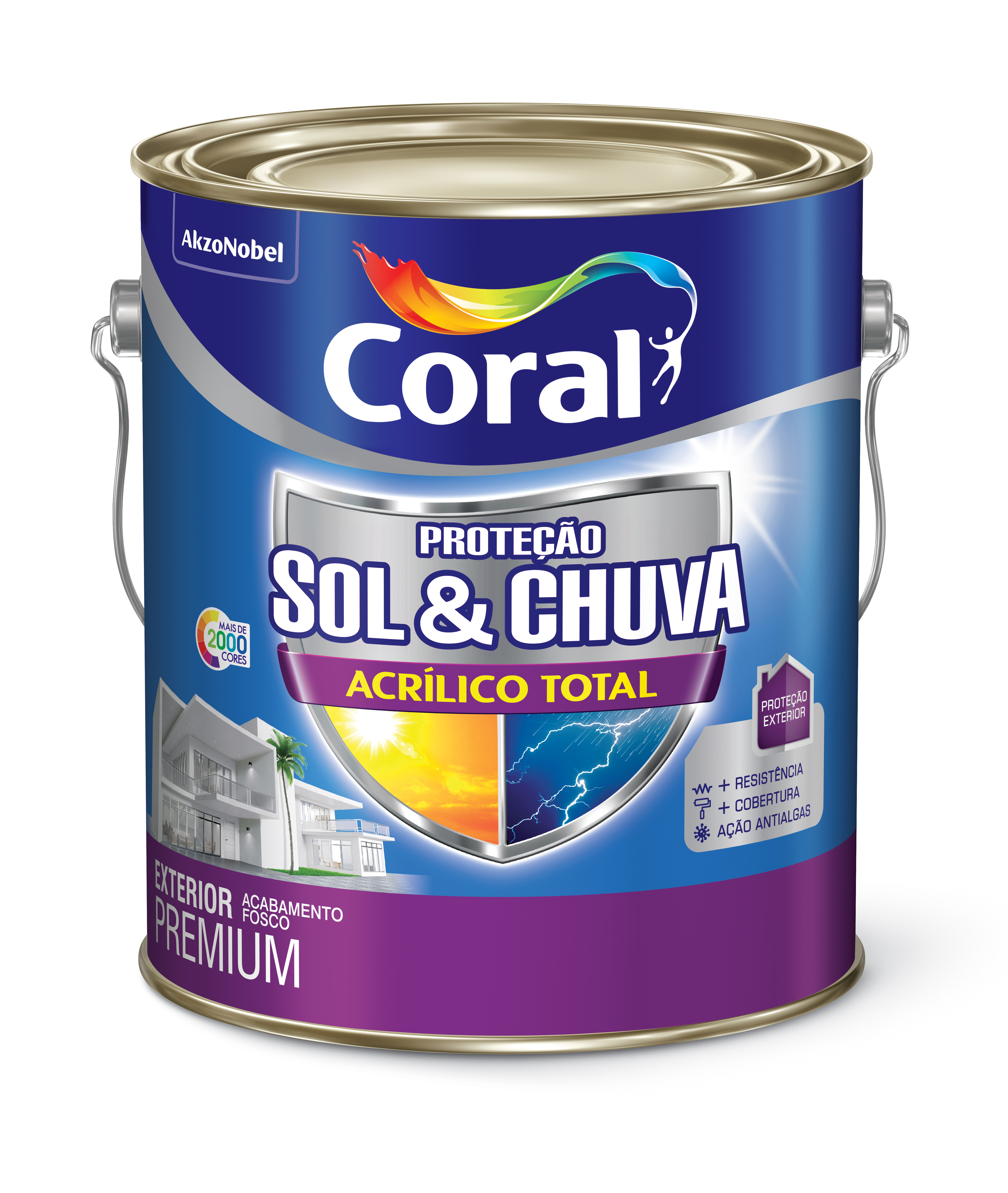Mantenha sua área externa protegida e bonita com as tintas impermeáveis para parede 6 Tinta Coral Sol e Chuva Fosca Acrilico Total Branco 36 Litros 1543571