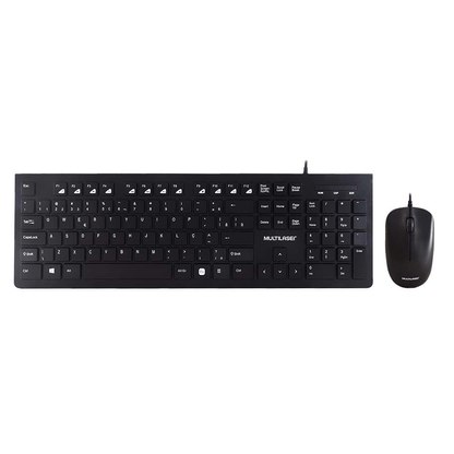Combo Teclado e Mouse c/ Fio c/ Entrada Multimídia USB Preto Multilaser