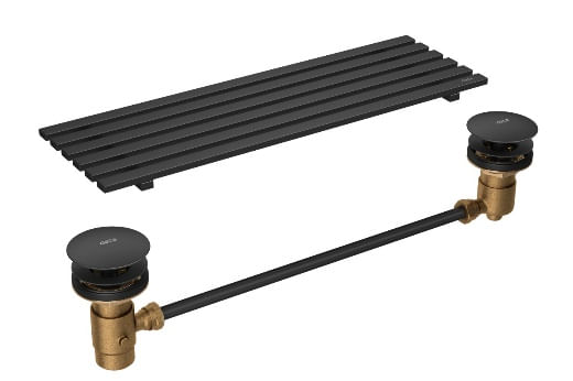 Kit Complementar p/ Cuba (c/ Grelha, Válvula e Conector) Black Matte Deca