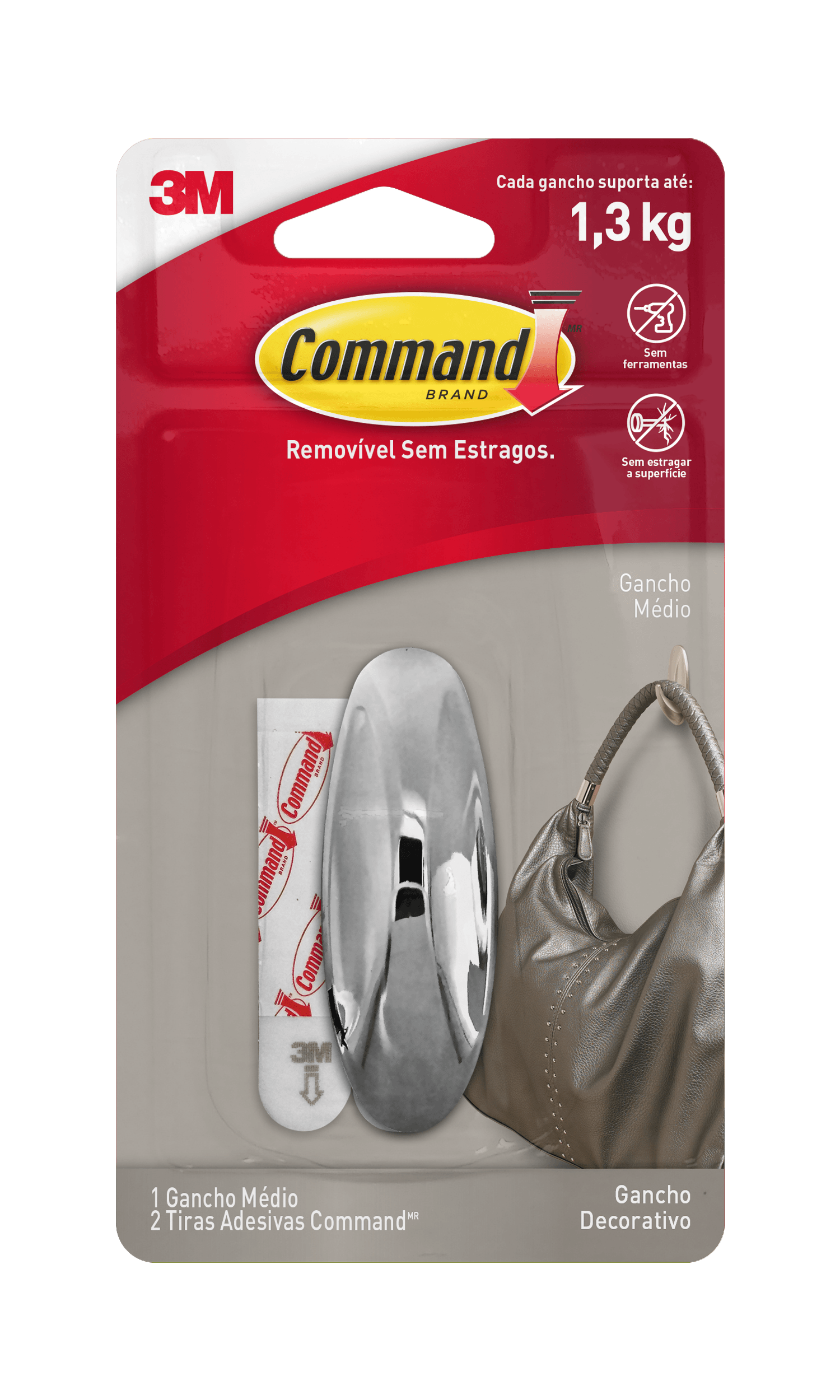 Organize a sua casa com itens simples, como os ganchos adesivos 13 Gancho Adesivo 3M™ Command™ Medio Unitario Plastico Cromado 1109855