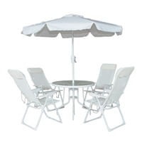 Conjunto Mônaco 4 Cadeiras Alumínio Textilene com Mesa e Guarda Sol Belfix