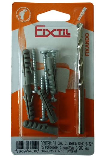 Broca de Concreto Com Parafuso Atarraxante/Bucha 4mm Fixtil