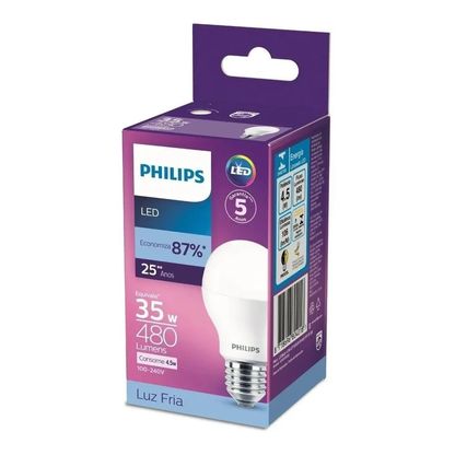 Lâmpada de LED Bulbo A60 100-240V 4,5W 6500K 480lm Philips