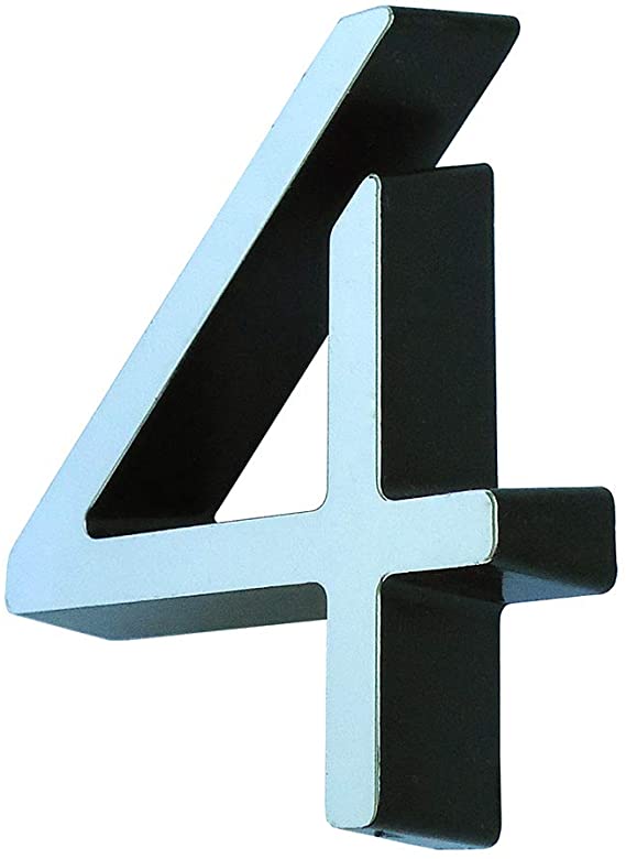 Número 4 Plástico Preto Cromado 4cm Interno Fixtil