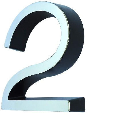 Número 2 Plástico Preto Cromado 4cm Interno Fixtil