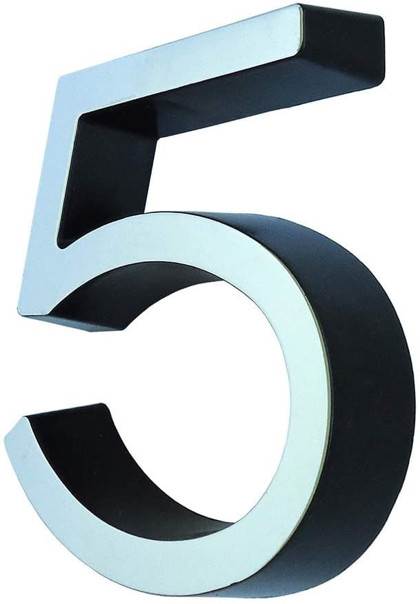 Número 5 Plástico Preto Cromado 8cm Externo Fixtil