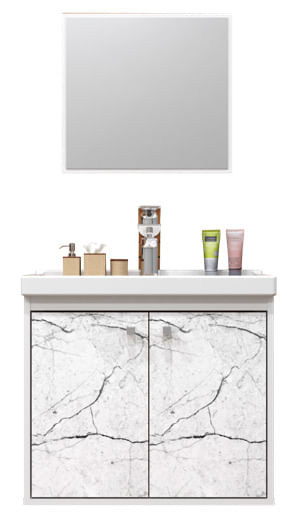 A superioridade do MDF na indústria de móveis para ambientes residenciais 9 Conjunto para banheiro com lavatorio e espelheira aster 52x33cm branco marmorizado branco Cerocha 2359626