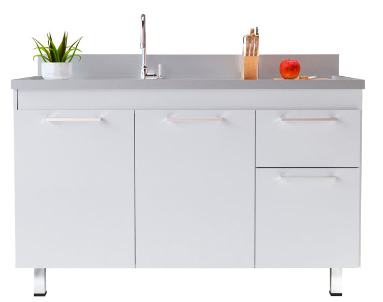 4 cozinhas pequenas planejadas para você se inspirar 6 Gabinete para cozinha com pia kaus 31090001 144x54cm branco Cerocha 2360004