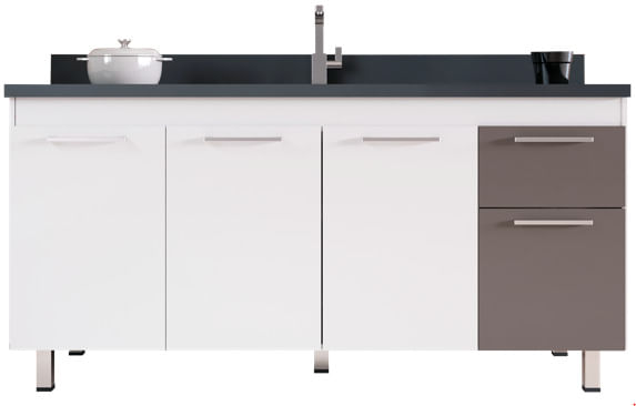 A superioridade do MDF na indústria de móveis para ambientes residenciais 1 Gabinete para cozinha com pia kaus 31100002 144x54cm branco gianduia Cerocha 2360047