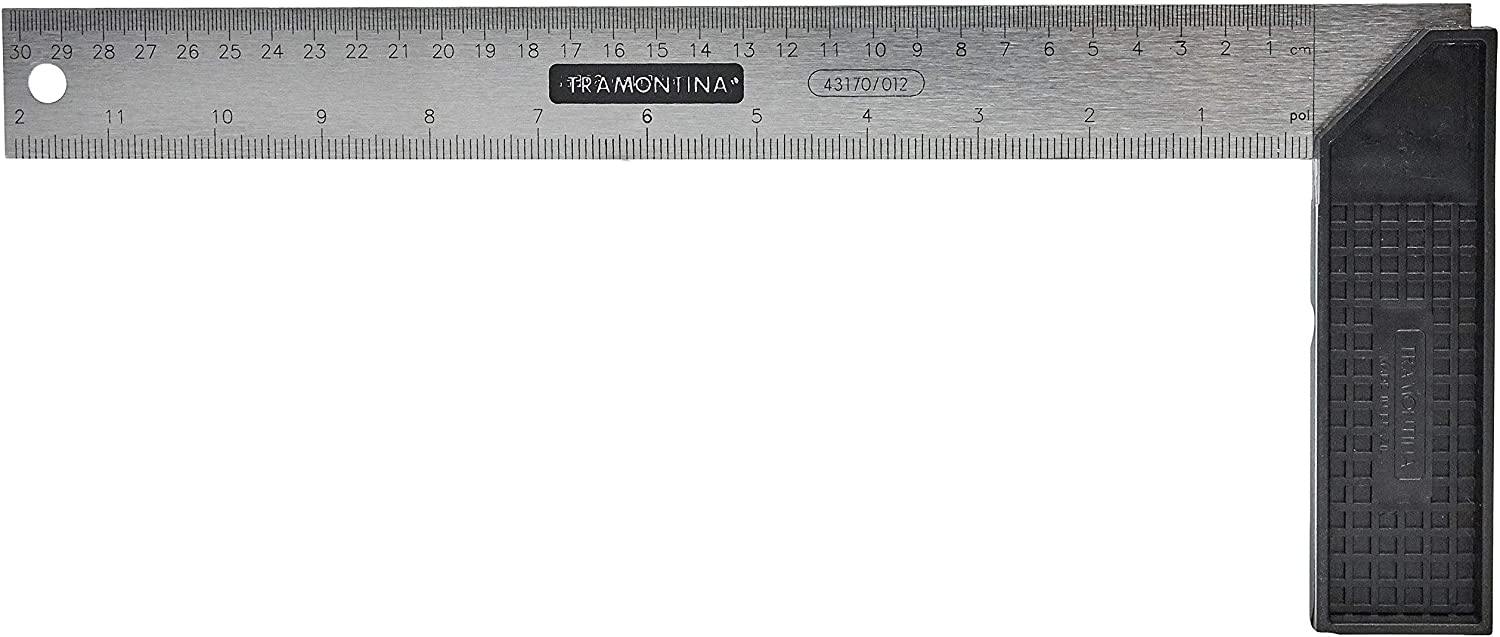 Esquadro 30cm Corpo Em Aço Especial Temperado E Polido Cabo Injetado 43170012 Tramontina