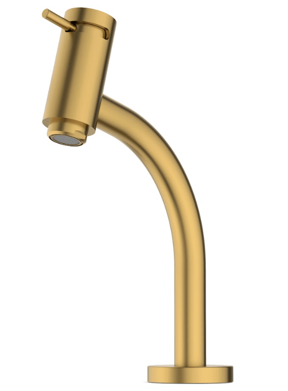 Aprenda a fazer uma bela decoração clássica e sofisticada 4 Torneira lavatorio mesa bica baixa Basic gold Celite 2373602