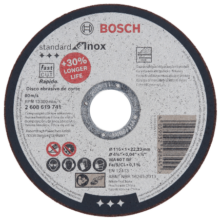 Confira 6 dicas para utilizar discos de corte 2 DISCO DE CORTE STD FOR INOX 115x10MM 2378507