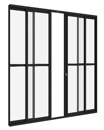 Porta de correr com divisao central aluminio 4 folhas - fitblack