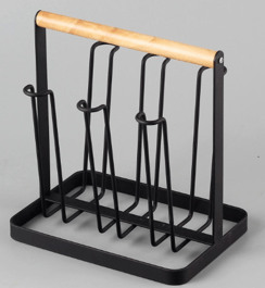 Porta Copos Metal Com Bambu Preto