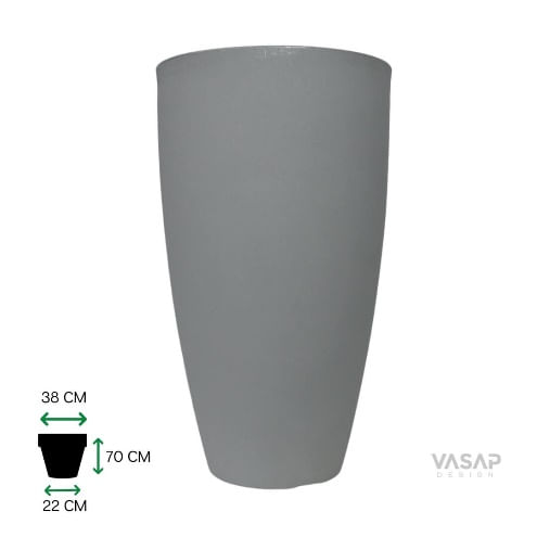 Vaso de Plástico Tipo Vietnamita 70cm Cinza Claro