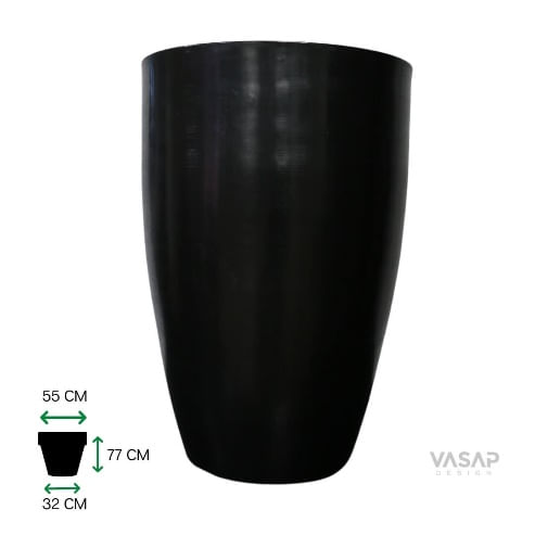 Vaso Cone Liso 77 Preto Absoluto