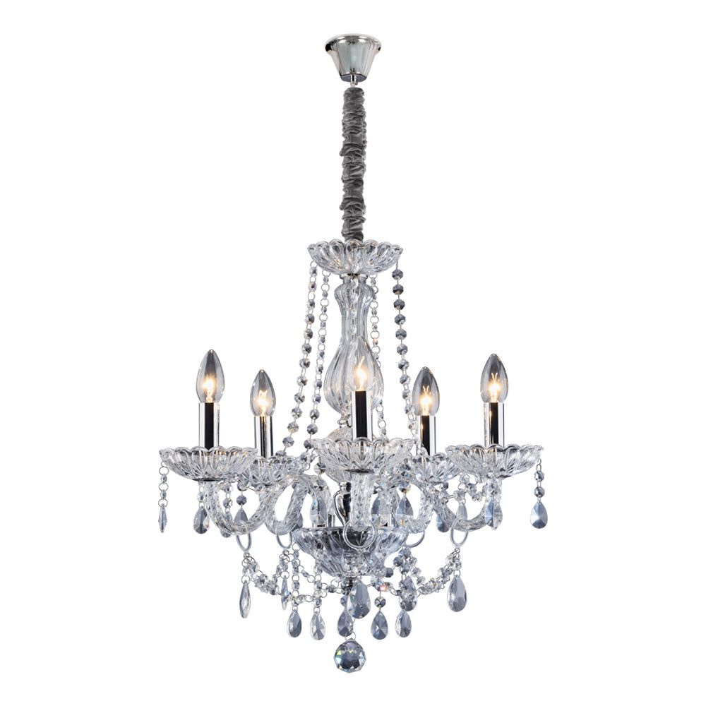 Lustre classico aco com altura ajustavel de 100cm transparente Bronzearte 1574507