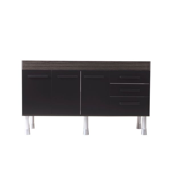 Gabinete De Cozinha Rio 144Cm Castanho Com Preto Fosco Corso