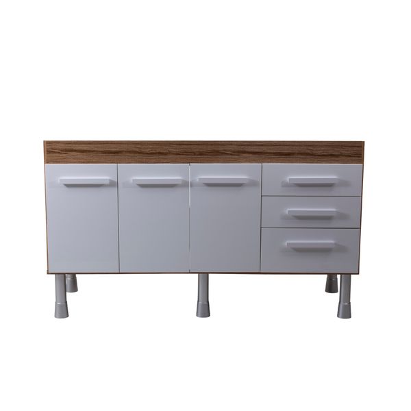 Gabinete De Cozinha Rio 144Cm Teca Com Branco Fosco Corso