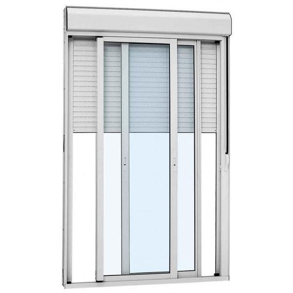 Porta Integrada Veneziana Alumínio Branco 3 Folhas Móveis 237x150x14 Alumifort Sasazaki