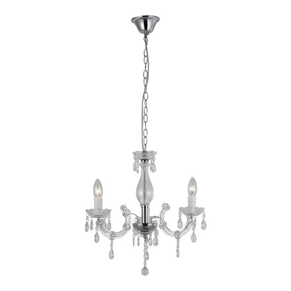 Lustre Treviso Transparente 03 Luzes E14 LLumm Bronzearte