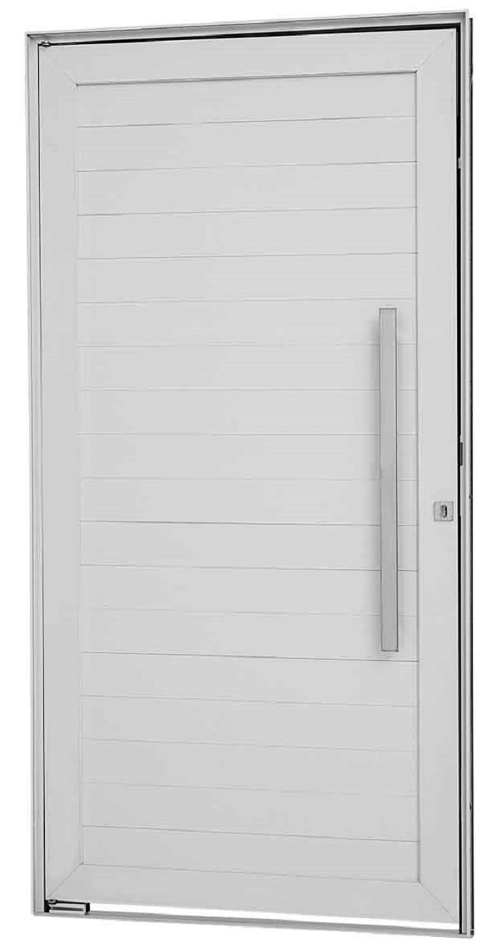 Porta Soc Pivotante Lamb Horiz E Pux 216X100X8Cm Dir Branco Alumifort 2419777