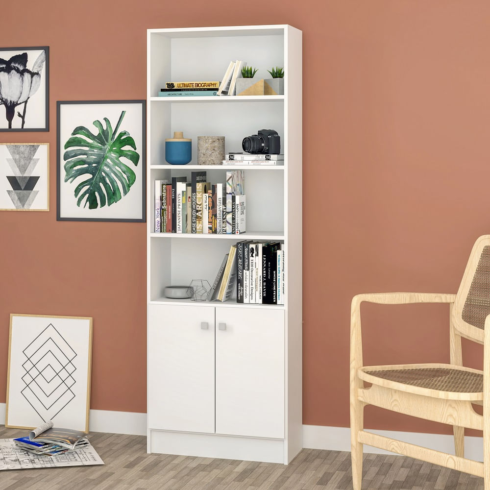 Dicas de como montar uma biblioteca em casa 23 Estante Livreiro 3 Prateleiras Branco Mdp 15Mm 2422158