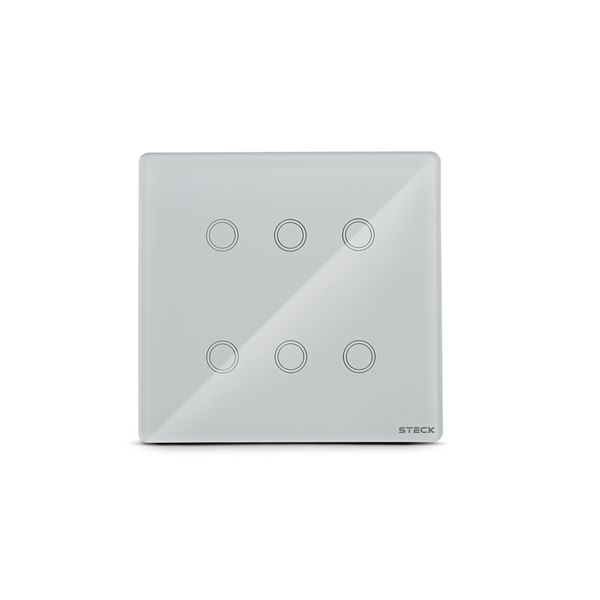 Interruptor 4x4 6 Módulos Touch Wifi Casa Inteligente Branco Acabamento Em Vidro Smarteck