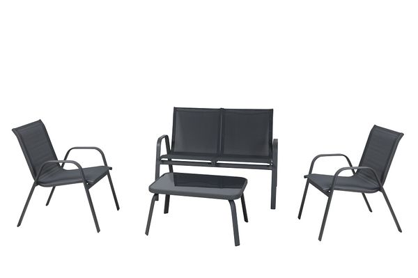 Conjunto De Cadeiras Com Mesa Retangular De Centro