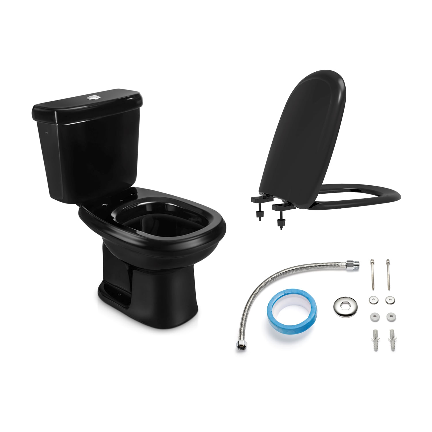 Como escolher a melhor tampa para o seu vaso sanitário 6 Kit Bacia Com Caixa Acoplada Sabatini Preto Icasa 2432781