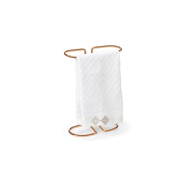 Porta toalha de lavabo Arthi de aço rose gold Premium