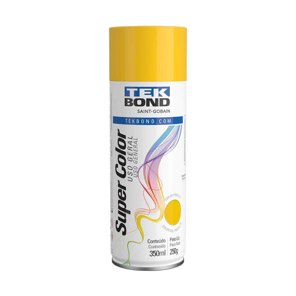 Tinta spray brilho natural Super Color amarelo 350ml Tekbond
