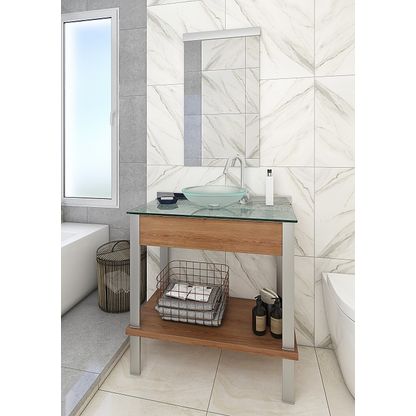 Gabinete Criswood 954 80cm com cuba e espelheira Crismetal