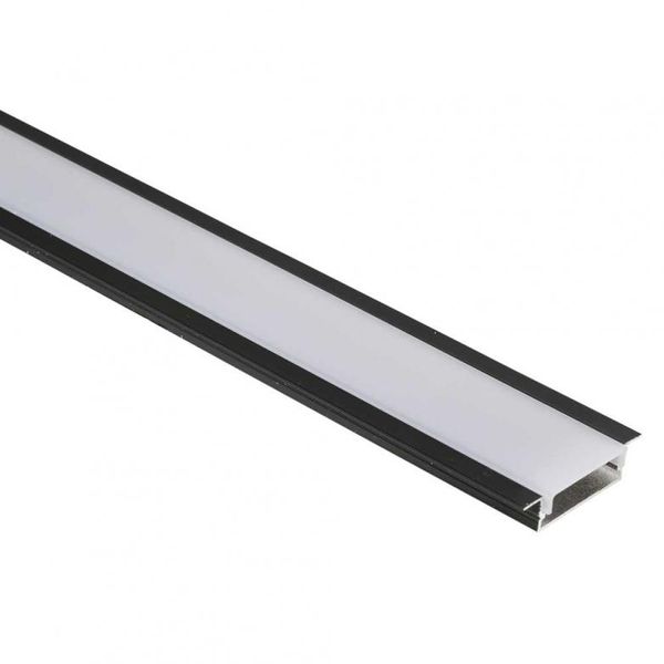 Perfil Embutir de Alumínio Way sem Fita Led Preto 2m Bronzearte