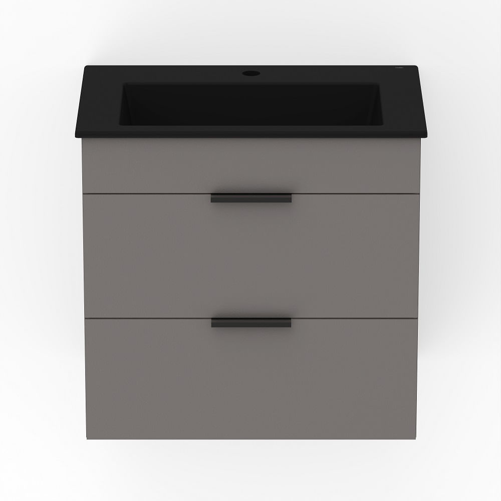 Gabinete Cube Integ 2 Gavetas 65X43 Stone Com Lavat Mate Black Celite