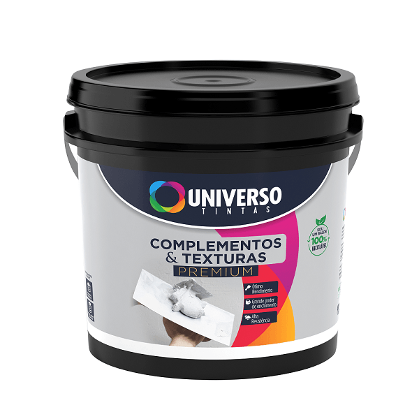 Textura média branca Universo balde preto 25kg
