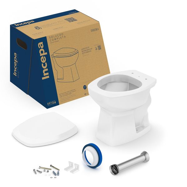 Kit Vaso Sanitário Convencional com Assento Pp Soft Close e Complementos de Instalação Thema Branco