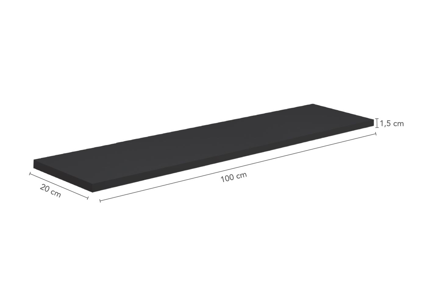 Prateleira Preta 1,5X20X100cm Facility Prat K