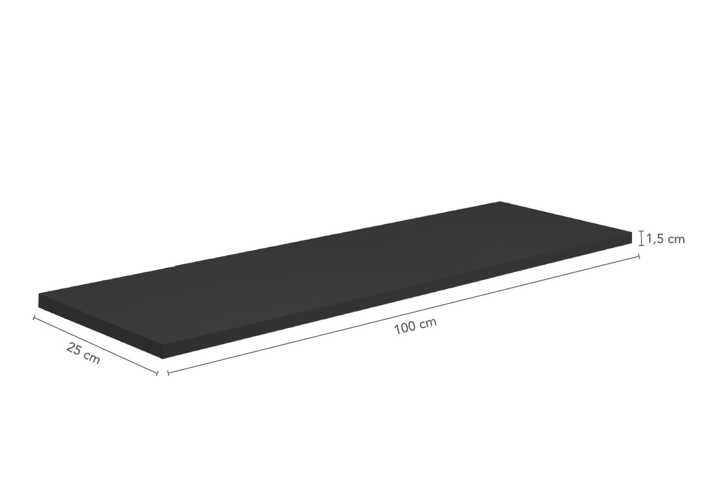 Prateleira Preta 1,5X25X100cm Facility Prat K