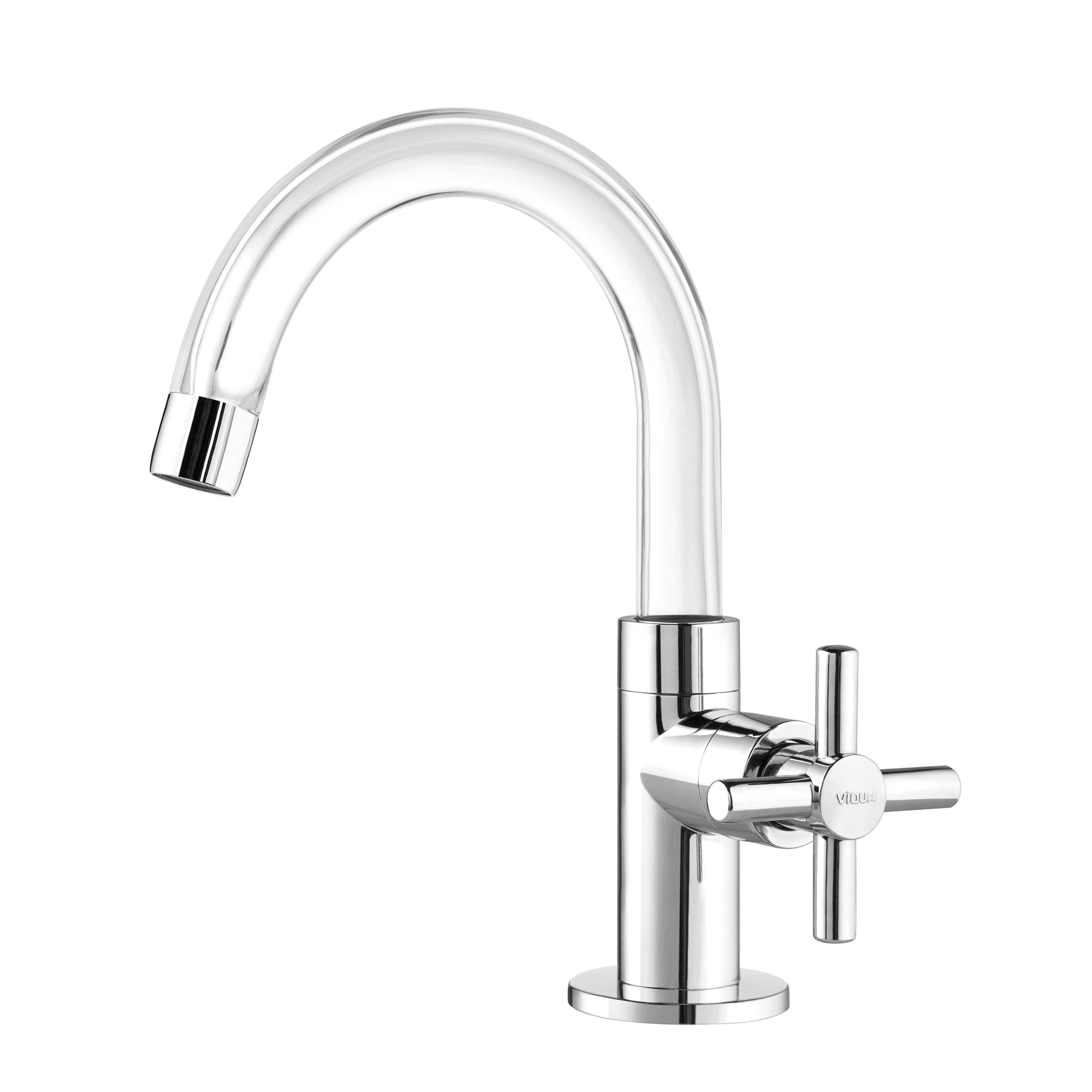 Saiba como escolher torneira para a pia da cozinha 6 Torneira De Mesa Bica Alta Para Banheiro Fienza Cristal Cromado Viqua 1620258