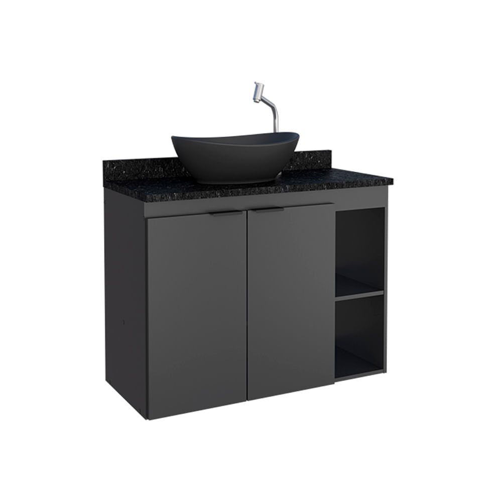 Reforma do banheiro: conheça os 14 principais erros e saiba como evitá-los! 8 Toucador de banheiro e tampo de granito aster 80cm preto Cozimax 2361574